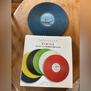 Retro Vinyl Style Foodesign Vinile Bamboo Fiber Plates Vinyl Record Style